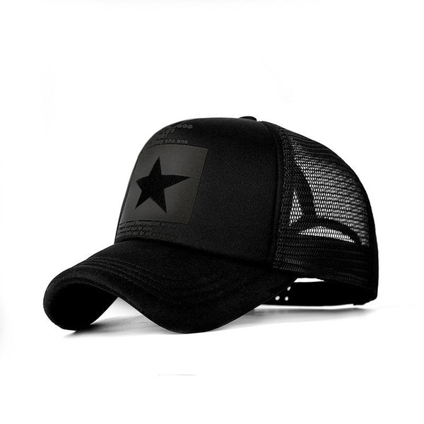 Five-pointed Star Print Mesh Cap Men's European and American Hip-hop Truck Hat Sun Visor Mesh Cap