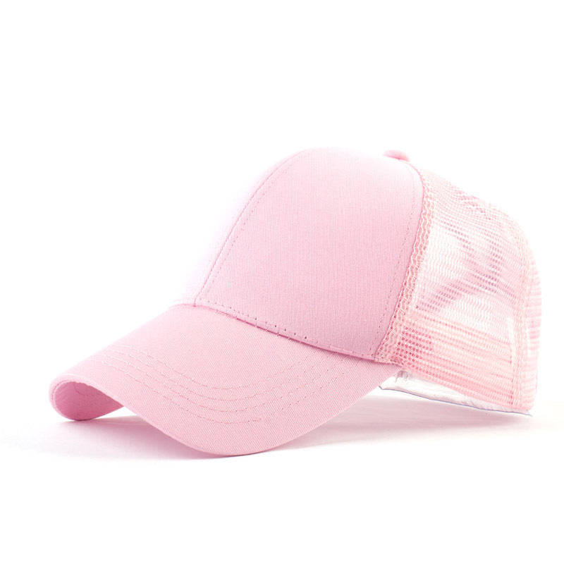 Outdoor Hat Ladies Ponytail Baseball Net Cotton BackVisor Sun Hat