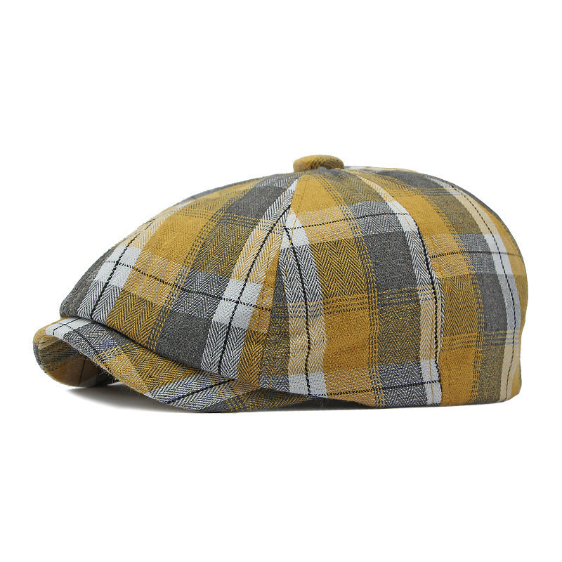 Fashion Plaid Octagonal Cap Children