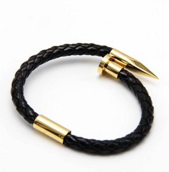 Men' Stainless Steel Nail Braid Bracelet With Magnetic Buckle