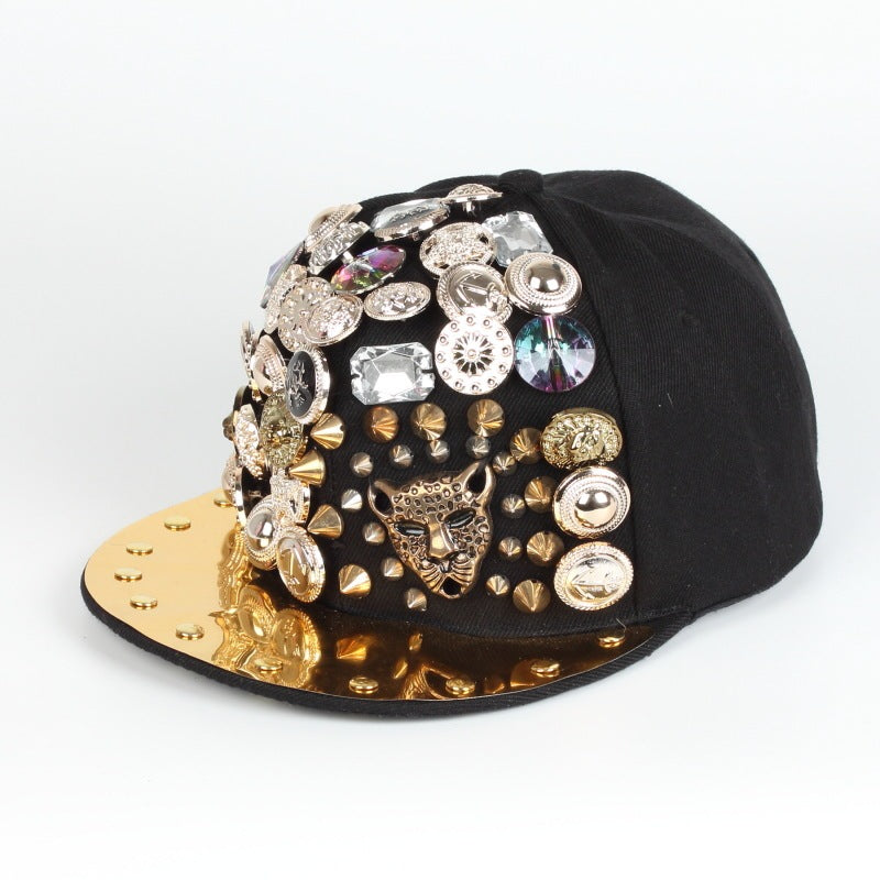 Men Skull Leopard Head Rivet Baseball Cap