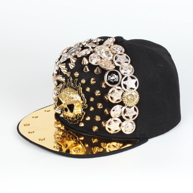 Men Skull Leopard Head Rivet Baseball Cap