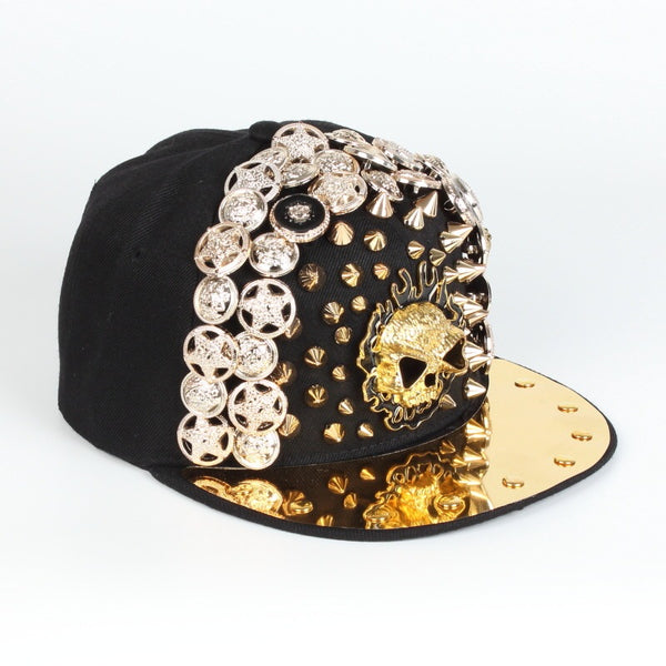 Men Skull Leopard Head Rivet Baseball Cap