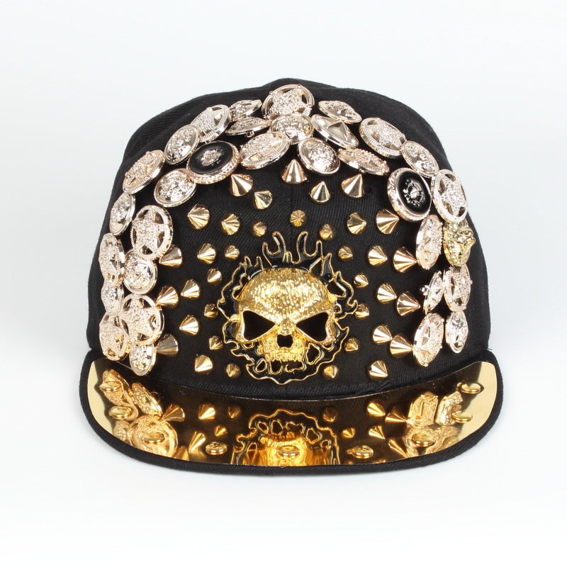 Men Skull Leopard Head Rivet Baseball Cap