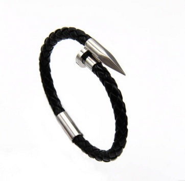 Men' Stainless Steel Nail Braid Bracelet With Magnetic Buckle