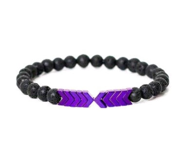 Purple Arrow Men and Women Natural Stone Bracelet Volcanic Stone Magnet Bracelet