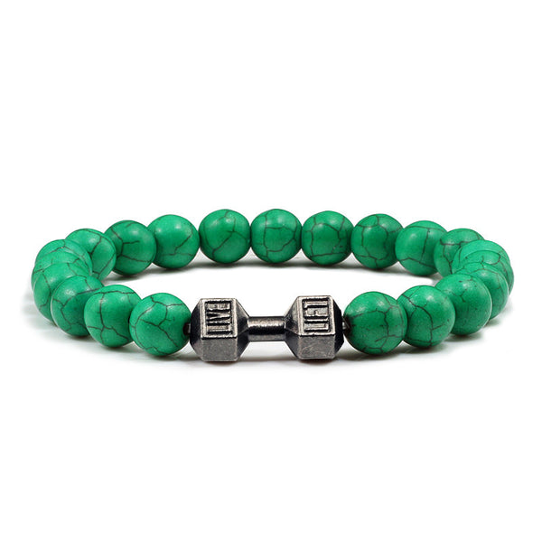 Turquoise Energy Gun Black Electroplated Alloy Barbell Bracelet