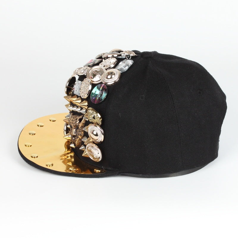 Men Skull Leopard Head Rivet Baseball Cap