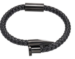 Men' Stainless Steel Nail Braid Bracelet With Magnetic Buckle