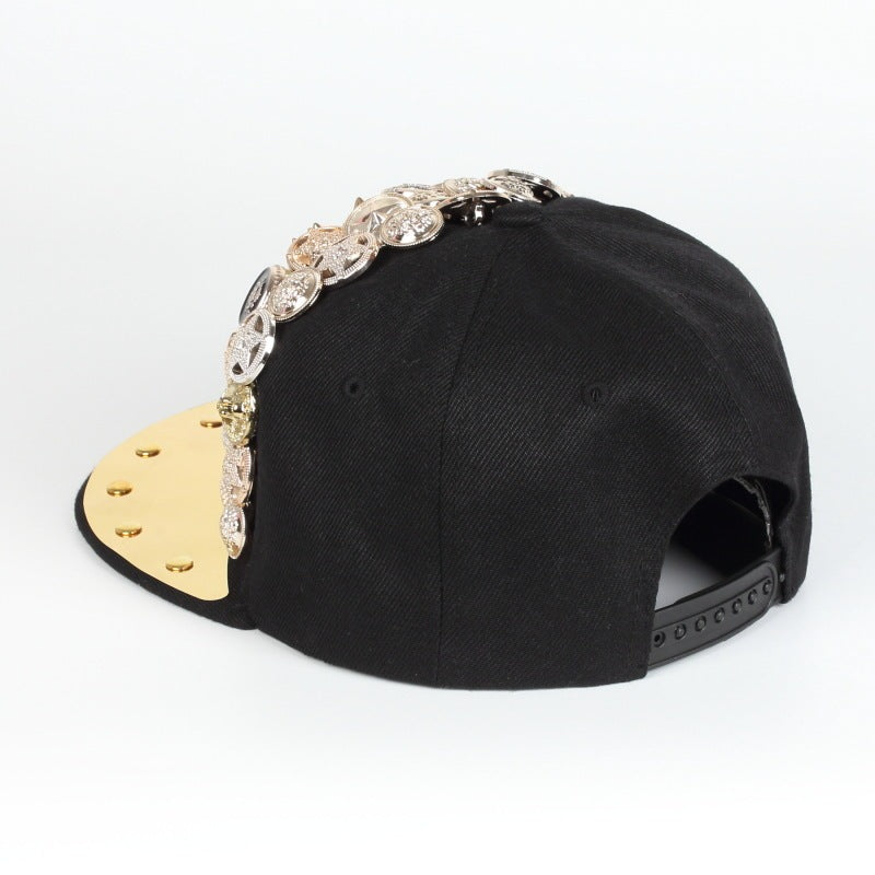 Men Skull Leopard Head Rivet Baseball Cap